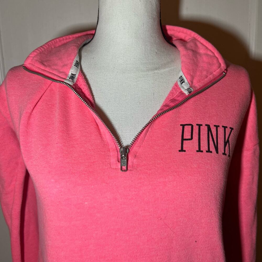 Hot Pink Victoria's Secret PINK Quarter Zip Pullover Sweatshirt Size XS - Picture 6 of 11